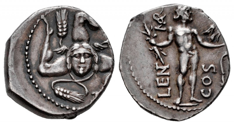 Cornelius. L. Cornelius Lentulus y C. Claudius Marcellus. Denarius. 56 BC. Sicil...