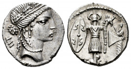 Julius Caesar. Denarius. 48-44 BC. Military mint traveling with Caesar in Illyria (Apollonia?). (Ffc-14). (Craw-452/2). (Sydenham-1009). Anv.: Head of...
