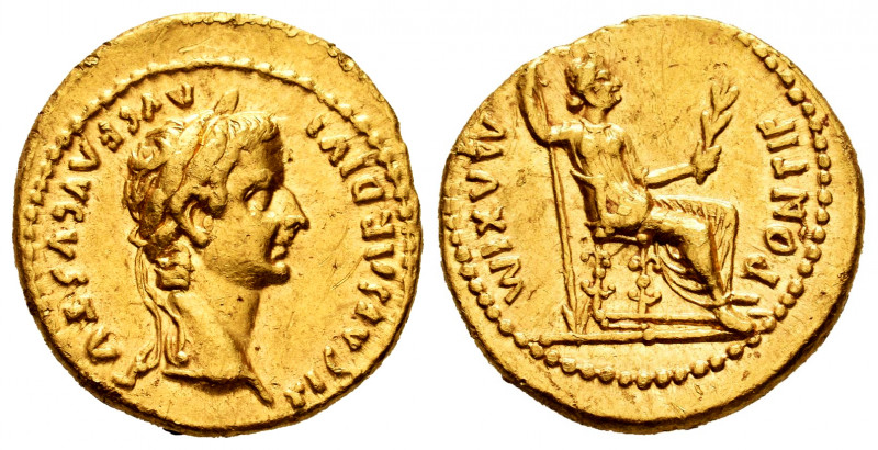Tiberius. Aureus. 14-37 AD. Lugdunum. (Ric-29). (Bmcre-46). (Cal-294). Anv.: TI ...
