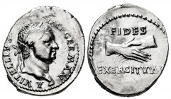 Vitellius. Denarius. 69 AD. Lugdunum. (Ric-53). (Rsc-33a). (Bmcre-114). Anv.: A VITELLIVS IMP GERMAN, laureate head right, with globe at point of neck...