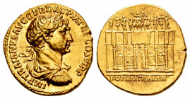 Trajan. Aureus. 112-113 AD. Rome. (Ric-257). (Calicó-1031). (Bmcre-509). Anv.: IMP TRAIANVS AVG GER DAC P M TR P COS VI P P, laureate, draped and cuir...