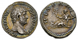 Hadrian. Denarius. 134-138 AD. Rome. (Ric-306). (Rsc-834). Anv.: HADRIANVS AVG COS III P P, bare head right. Rev.: HISPANIA, Hispania reclining left, ...