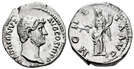 Hadrian. Denarius. 134-138 AD. Rome. (Ric-2224). (Rsc-965). (Bmcre-326). Anv.: HADRIANVS AVG COS III P P, laureate head to right. Rev.: MONETA AVG, Mo...