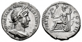 Hadrian. Denarius. 121-123 AD. Rome. (Ric-595). (Rsc-1147a). Anv.: IMP CAESAR TRAIAN HADRIANVS AVG, laureate and draped bust to right. Rev.: P M TR P ...