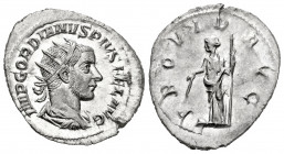 Gordian III. Antoninianus. 243-244 AD. Rome. (Ric-150). (Rsc-299). Anv.: IMP GORDIANVS PIVS FEL AVG, radiate, draped and cuirassed bust to right. Rev....
