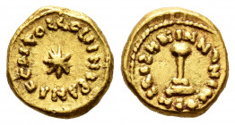 Governors Period. 1/2 dinar Indiction. 98 H. Al-Andalus. (V-11). Au. 1,89 g. Primeros años de la invasión. Redonda y muy completa. Extraordinario ejem...