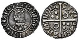 The Crown of Aragon. Croat. Barcelona. (Cru-366.1). (Cru C.G-2184 c). Anv.: ✠ ALFONSVS DEI GRACIA REX . Rev.: CIVI TASB ERCh`NONA. Ag. 3,12 g. 6-petal...