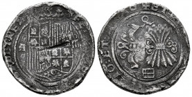 Catholic Kings (1474-1504). 4 reales. Segovia. A. (Cal-553). Ag. 12,66 g. Extremely rare. Knock on the obverse. The silver pieces of four and eight re...