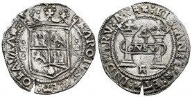 Charles-Joanna (1504-1555). 4 reales. Mexico. R (Rincón). (Cal-115). Ag. 13,54 g. Early Series. Assayer on ovberse. Full legends. Two cracks. Minor sc...