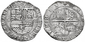 Philip II (1556-1598). 4 reales. Sevilla. (Cal-577). Ag. 13,45 g. Fleur de lis between shield and crown. Full legends. Round flan. Minimal rust. Doubl...