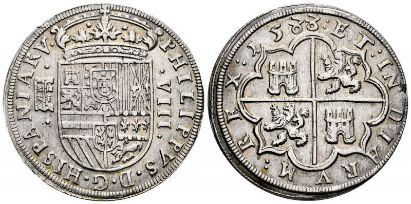 Philip II (1556-1598). 8 reales. 1588. Segovia. (Cal-708). Ag. 27,18 g. Aqueduct...