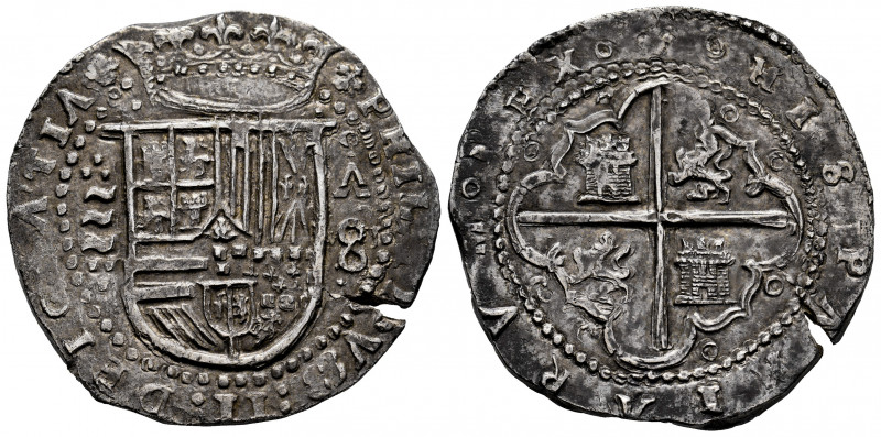 Philip II (1556-1598). 8 reales. Valladolid. A. (Cal-763). Ag. 27,20 g. Value ma...