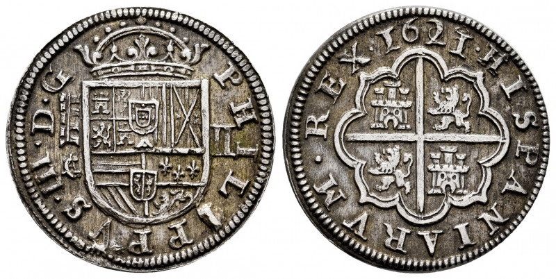 Philip III (1598-1621). 2 reales. 1621/08. Segovia. A/C. (Cal-652). Ag. 5,82 g. ...