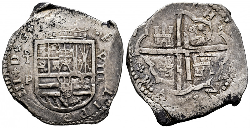 Philip III (1598-1621). 8 reales. (16)21. Toledo. P. (Cal-992, plate coin). Ag. ...