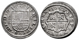 Philip IV (1621-1665). 1 real. 1652/22. Segovia. BR. (Cal-792). Ag. 3,59 g. Overdate. Almost XF. Est...120,00. 

Spanish description: Felipe IV (162...