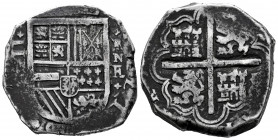 Philip IV (1621-1665). 8 reales. ND (1626-1633). Cartagena de Indias. E. (Cal-type 298). (Restrepo-M45). Ag. 27,09 g. Mintmark RN. Very rare. Ex Aritz...