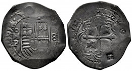 Philip IV (1621-1665). 8 reales. 1657. Mexico. P. (Cal-1362). Ag. 26,60 g. Light surface porosity, one small punch mark, 2 Indonesian countermarks, an...