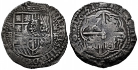 Philip IV (1621-1665). 8 reales. 1651. Potosí. E (Antonio de Ergueta). (Cal-1491). (Paoletti-249 similar). Ag. 23,97 g. Obverse countermark: F under c...