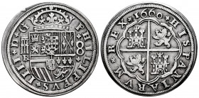 Philip IV (1621-1665). 8 reales. 1660. Segovia. BR. (Cal-1625 var. ley.). Ag. 25,99 g. The second P of PHILIPPVS rectified over a V. Rare. Ex Aureo Se...