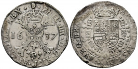 Philip IV (1621-1665). 1 patagon. 1637. Antwerpen. (Tauler-2624). (Vti-1009). (Vanhoudt-645.BS). Ag. 27,70 g. Ex Kunker 12/10/2007, lot 4019. Almost X...