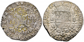 Philip IV (1621-1665). 1 patagon. 1633. Bruges. (Tauler-2664). (Vti-1061). (Vanhoudt-645.BG). Ag. 28,22 g. Beautiful tone. Ex Cayón 18/11/2014, lot 14...