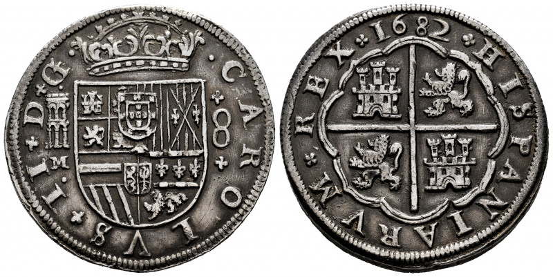 Charles II (1665-1700). 8 reales. 1682. Segovia. M. (Cal-763). Ag. 27,25 g. Lege...