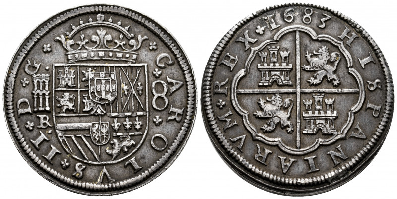 Charles II (1665-1700). 8 reales. 1683. Segovia. BR. (Cal-767). Ag. 27,29 g. Thr...