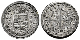 Philip V (1700-1746). 1 real. 1726. Madrid. A. (Cal-437). Ag. 3,09 g. Old cabinet tone. Very scarce in this grade. AU. Est...300,00. 

Spanish descr...