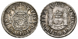 Philip V (1700-1746). 1 real. 1743. Mexico. M. (Cal-519). Ag. 3,36 g. XF. Est...170,00. 

Spanish description: Felipe V (1700-1746). 1 real. 1743. M...
