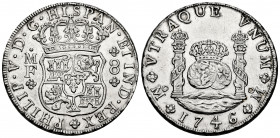 Philip V (1700-1746). 8 reales. 1746/5. Mexico. MF. (Cal-1469). Ag. 27,03 g. Slightly cleaned. XF. Est...600,00. 

Spanish description: Felipe V (17...