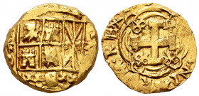 Philip V (1700-1746). 2 escudos. (1733 o 1734). Santa Fe de Nuevo Reino. F - M horizontal. (Tauler-295/295a). (Cal-1950/2). Au. 6,79 g. R. Tauler only...