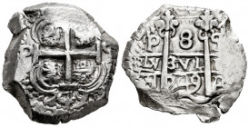 Ferdinand VI (1746-1759). 8 reales. 1749. Potosí. q. (Cal-511). Ag. 27,00 g. Double date, triple assayer mark. Ex Áureo 7/11/2007, lot 772. Almost XF....