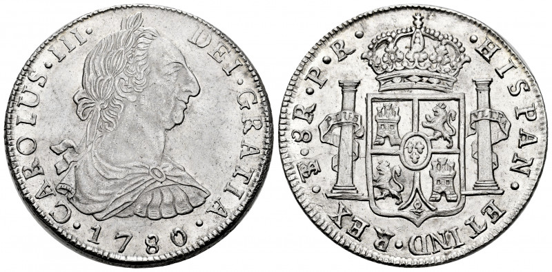 Charles III (1759-1788). 8 reales. 1780. Potosí. PR. (Cal-1178). Ag. 27,00 g. It...