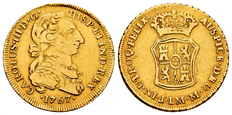 Charles III (1759-1788). 2 escudos. 1767. Lima. JM. (Cal-1517). (Cy-12409). Au. ...