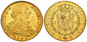 Charles III (1759-1788). 8 escudos. 1772. Madrid. PJ. (Cal-1956). (Cal onza-720). Au. 27,06 g. First-year king´s bust. Minor marks. Original luster. R...