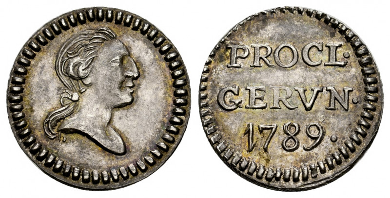 Charles IV (1788-1808). "Proclamation" medal. 1789. Gerona. (H-33). Ag. 1,92 g. ...