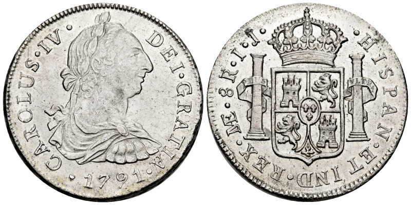 Charles IV (1788-1808). 8 reales. 1791. Lima. IJ. (Cal-905). Ag. 26,97 g. Bust o...