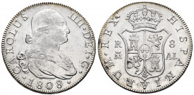 Charles IV (1788-1808). 8 reales. 1808. Madrid. AI. (Cal-945). Ag. 26,98 g. Original luster. Very attractive. Ex Herrero 15/12/2004, lot 698. Almost M...
