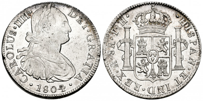 Charles IV (1788-1808). 8 reales. 1804. Mexico. TH. (Cal-980). Ag. 27,00 g. Plen...
