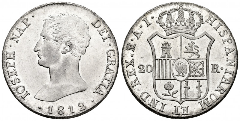 Joseph Napoleon (1808-1814). 20 reales. 1812. Madrid. AI. (Cal-43). Ag. 26,98 g....