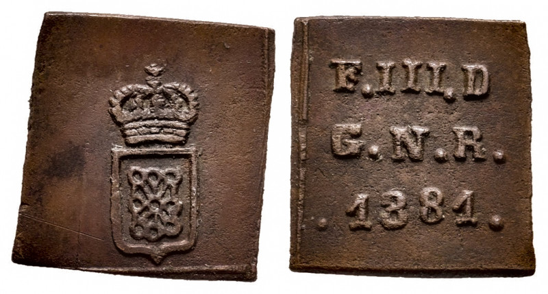 Ferdinand VII (1808-1833). 1/2 maravedi. 1381 (sic). Pamplona. (Cal-29). Ae. 1,0...
