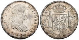 Ferdinand VII (1808-1833). 8 reales. 1816. Guatemala. M. (Cal-1229). Ag. 27,05 g. Sharply struck with highly reflective surfaces. Magnificent piece. M...
