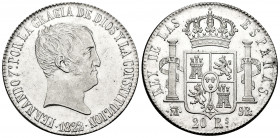 Ferdinand VII (1808-1833). 20 reales. 1822. Madrid. SR. (Cal-1282). Ag. 27,22 g. "Cabezon" type. Original luster. Adquirida en Afinsa, Marzo 2001. Alm...