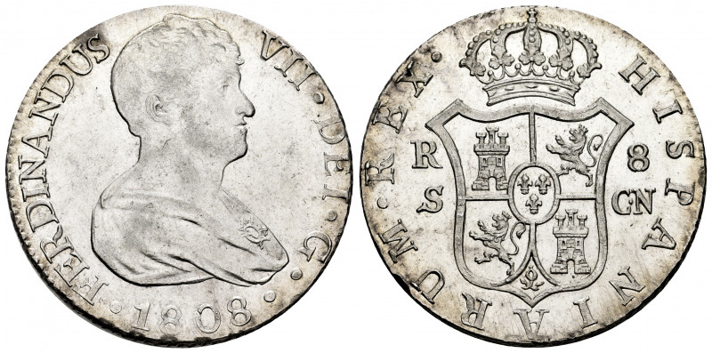 Ferdinand VII (1808-1833). 8 reales. 1808. Sevilla. CN. (Cal-1411). Ag. 27,35 g....
