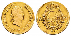 Ferdinand VII (1808-1833). 1/2 escudo. 1817. Mexico. JJ. (Cal-1491). Au. 1,69 g. Hairline on obverse. Very rare. VF/Choice VF. Est...1000,00. 

Span...
