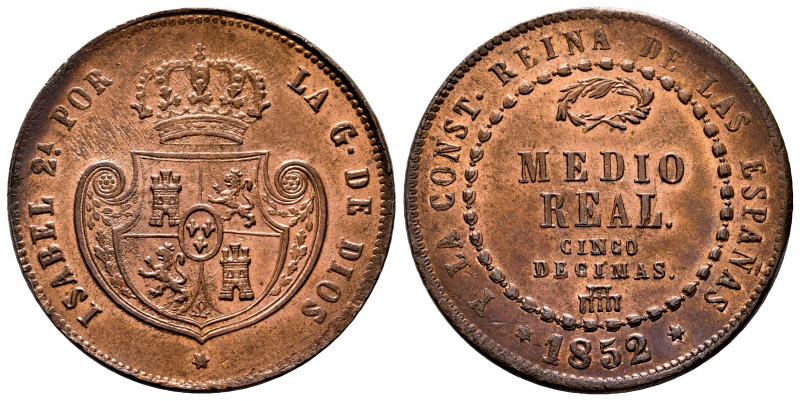 Elizabeth II (1833-1868). Medio real. 1852. Segovia. (Cal-157). Ae. 19,15 g. Ori...