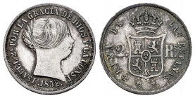 Elizabeth II (1833-1868). 2 reales. 1852. Sevilla. (Cal-390). Ag. 2,48 g. Scarce in this grade. Ex Aureo Seleccion 2016, lot 400. AU. Est...100,00. 
...