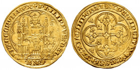 France. Philippe VI of Valois. Ecu d'or à la chaise. (1328-1350). 1st emission. (Duplessy-249). (Fried-270). (Ciani-282). Anv.: + PHILLIPPVS ⁑ DЄI / ˣ...