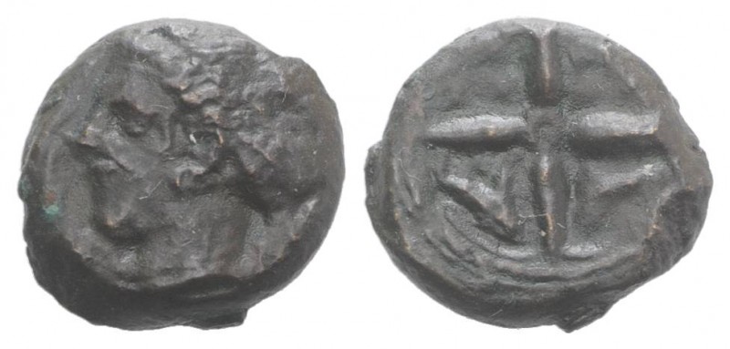 Sicily, Syracuse, c. 415-405 BC. Æ Hemilitron (14mm, 3.58g, 1h). Head of Arethus...