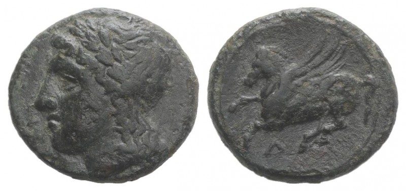 Sicily, Syracuse, 344-317 BC. Æ (17mm, 4.53g, 12h). Laureate head of Apollo l.; ...